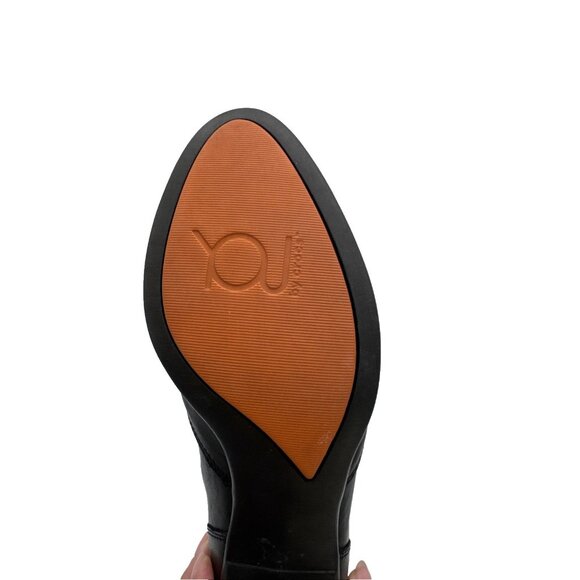 YOU by crocs‎ black ankle boot leather size 7.5 italian made kitten heel Witch - Picture 16 of 16